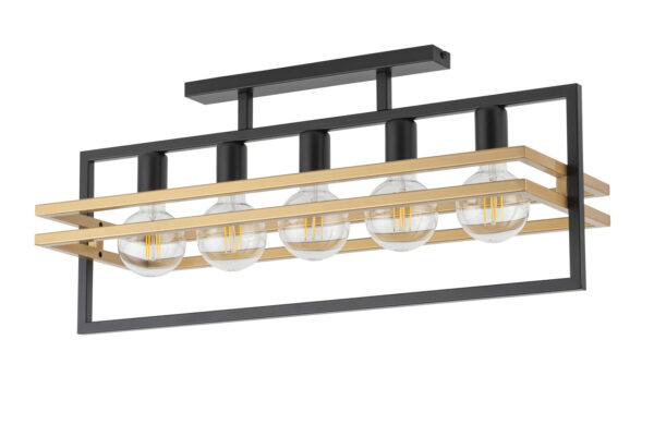 Plafon nowoczesny MERCI 5 czarny złoty, 5 × E27 – Sigma Lighting 32407