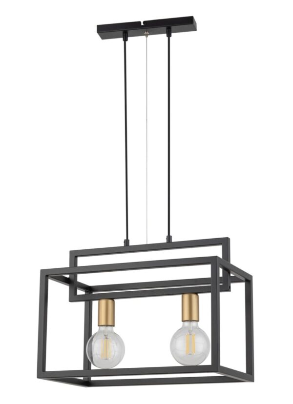 Lampa wisząca industrialna VIGO 2 czarny/złoty, 2 × E27 – Sigma Lighting 32439