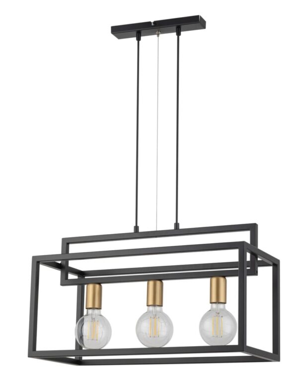 Lampa wisząca industrialna VIGO 3 czarny/złoty, 3 × E27 – Sigma Lighting 32441