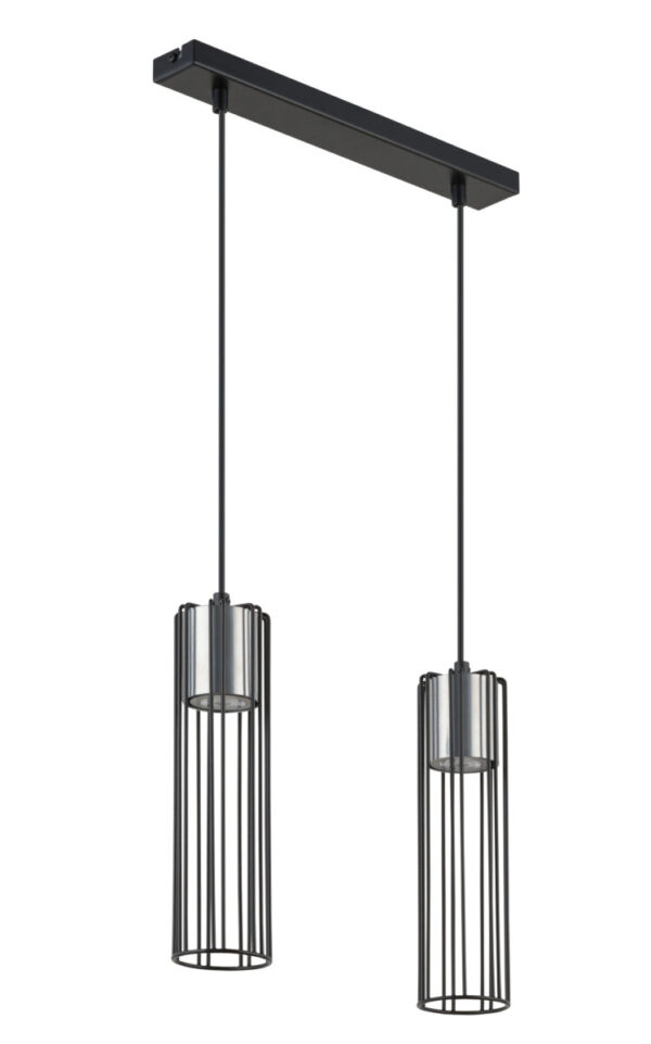 Lampa wisząca loftowa FOBIA 2 prosty czarny/srebrny, 2 × GU10 – Sigma Lighting 33451