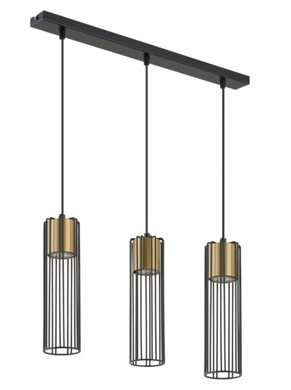 Lampa wisząca loftowa FOBIA 3 prosty czarny/złoty, 3 × GU10 – Sigma Lighting 33455