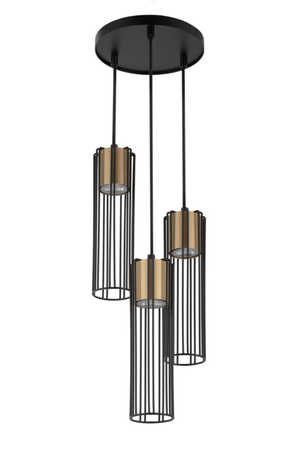 Lampa wisząca loftowa FOBIA 3 koło czarny/złoty, 3 × GU10 – Sigma Lighting 33458