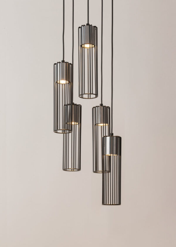 Lampa wisząca loftowa FOBIA 5 koło czarny/srebrny, 5 × GU10 – Sigma Lighting 33460