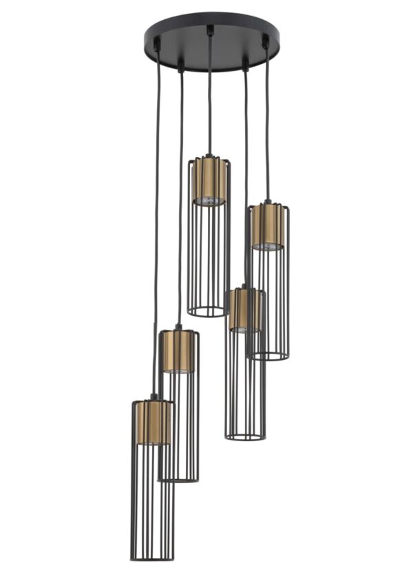 Lampa wisząca loftowa FOBIA 5 koło czarny/złoty, 5 × GU10 – Sigma Lighting 33461