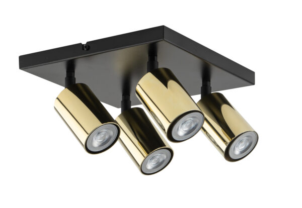 Plafon minimalistyczny ZOOM 4 kwadrat czarny mosiądzowany, 4 × GU10 – Sigma Lighting 33601