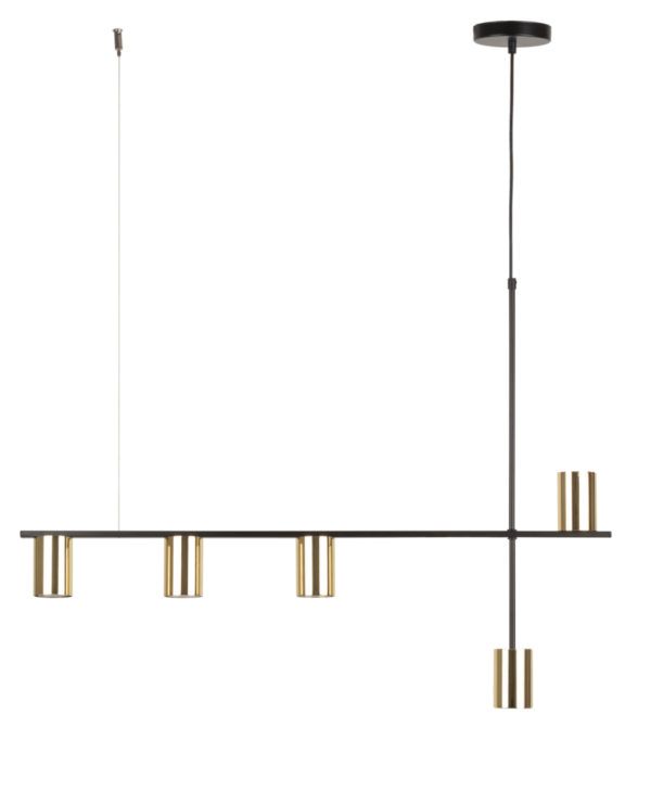 Lampa wisząca minimalistyczna VENDO 5 czarny mosiądzowany, 5 × GU10 – Sigma Lighting 33693