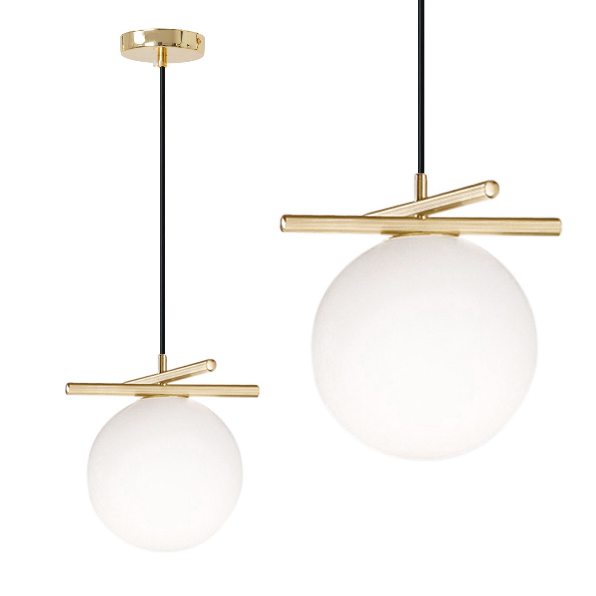 ZŁOTA LAMPA WISZĄCA BIAŁA KULA APP1667-1CP