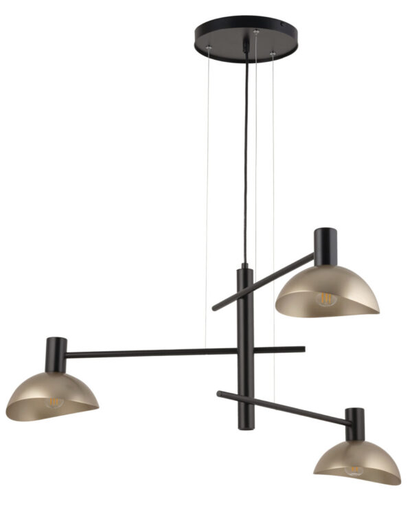 Lampa wisząca nowoczesna ARTIS 3 czarny/złoty, 3 × E14 – Sigma Lighting 40567