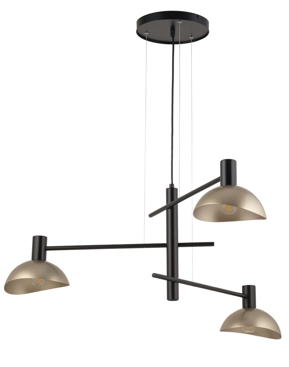 Lampa wisząca nowoczesna ARTIS 3 czarny/złoty, 3 × E14 – Sigma Lighting 40567