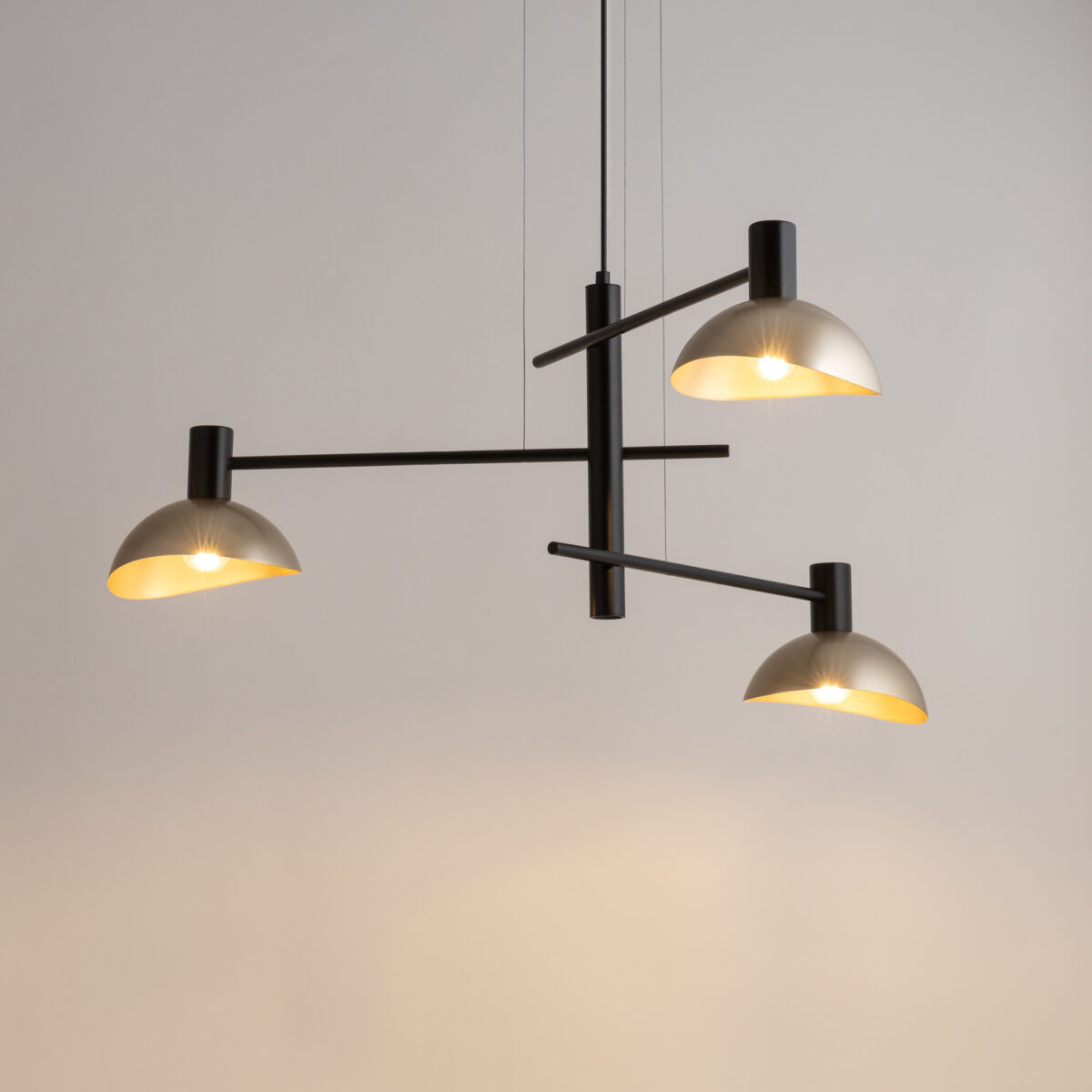 Lampa wisząca nowoczesna ARTIS 3 czarny/złoty, 3 × E14 – Sigma Lighting 40567 - obrazek 2