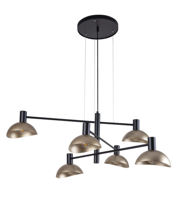 Lampa wisząca nowoczesna ARTIS 6 czarny/złoty, 6 × E14 – Sigma Lighting 40569