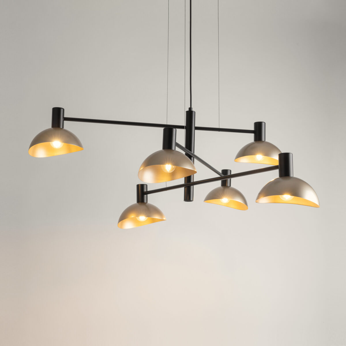 Lampa wisząca nowoczesna ARTIS 6 czarny/złoty, 6 × E14 – Sigma Lighting 40569 - obrazek 2