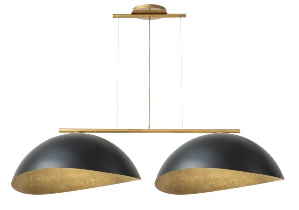 Lampa wisząca nowoczesna SOLAR 2 L złoty / klosz czarno-złoty, 2 × E27 – Sigma Lighting 40572