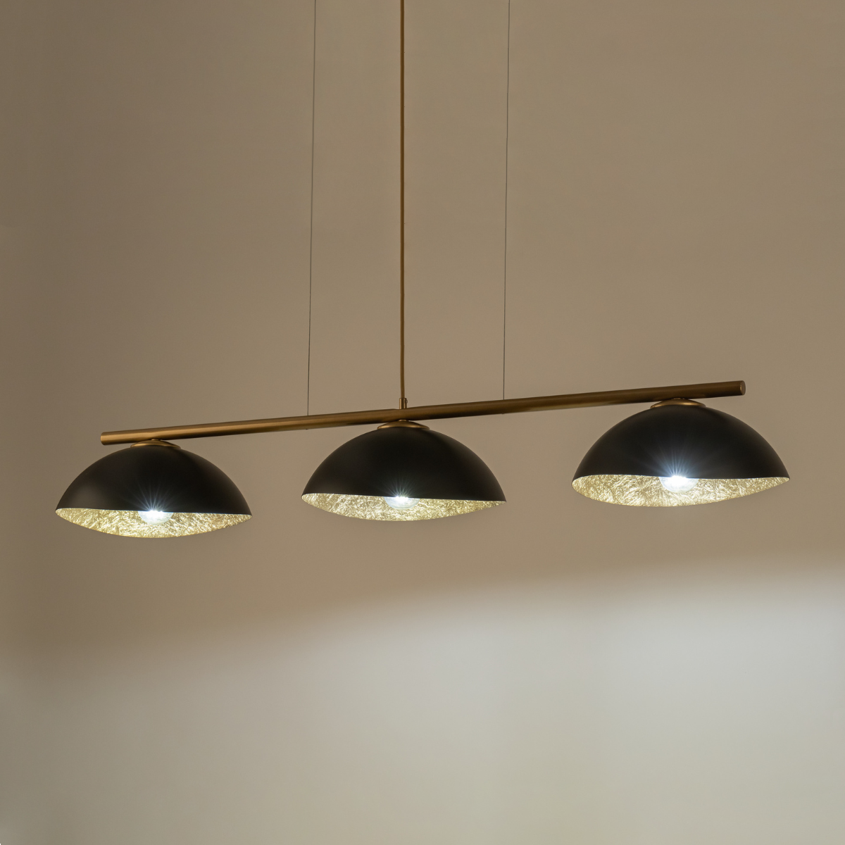 Lampa wisząca nowoczesna SOLAR 3 S złoty / klosz czarno-złoty, 3 × E27 – Sigma Lighting 40573 - obrazek 2