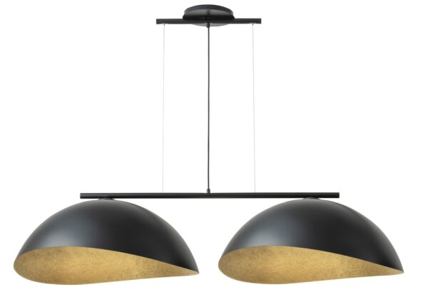 Lampa wisząca nowoczesna SOLAR 2 L czarny / klosz czarno-złoty, 2 × E27 – Sigma Lighting 40578