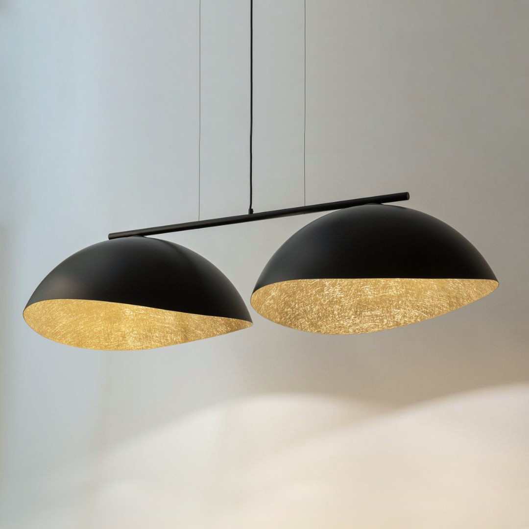 Lampa wisząca nowoczesna SOLAR 2 L czarny / klosz czarno-złoty, 2 × E27 – Sigma Lighting 40578 - obrazek 2
