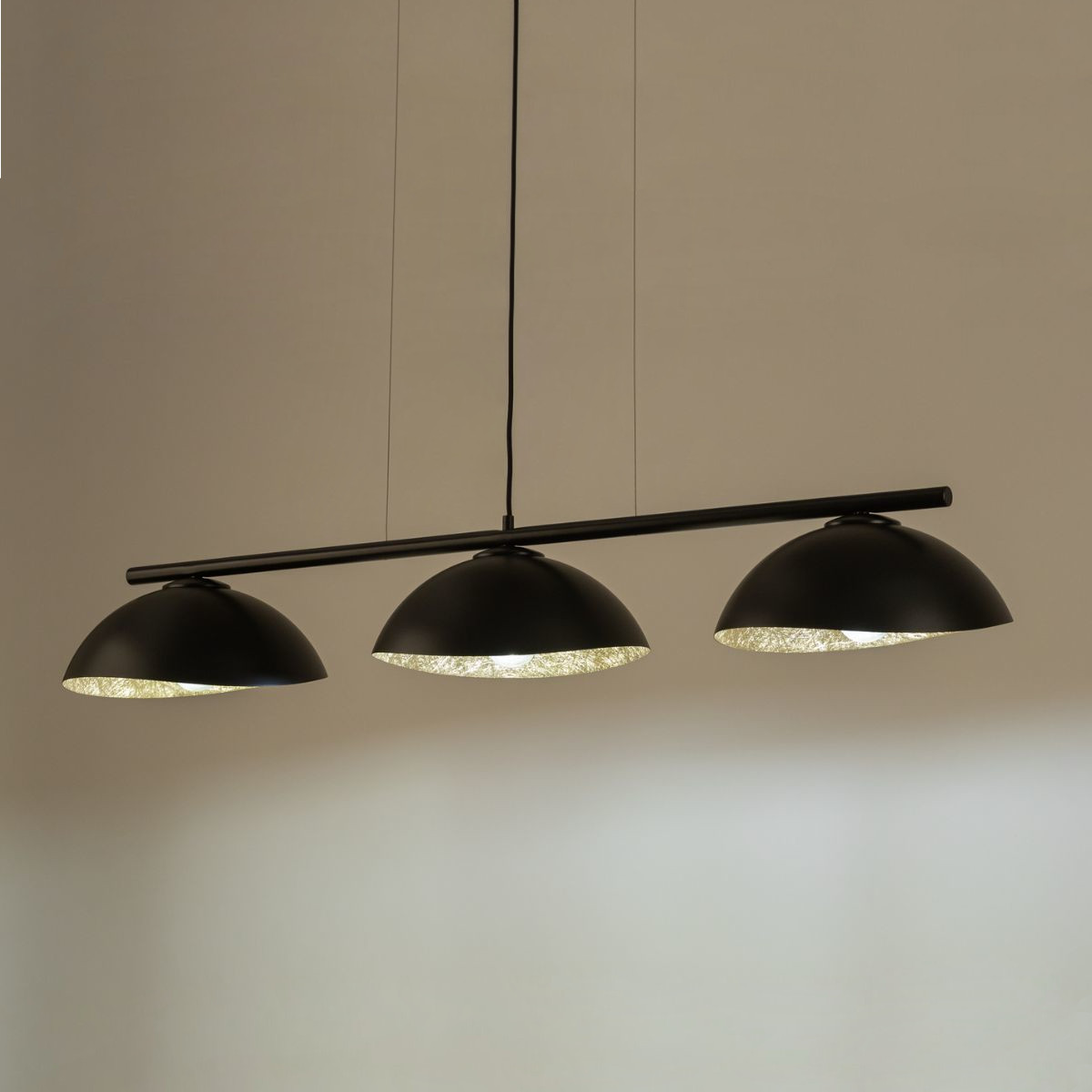 Lampa wisząca nowoczesna SOLAR 3 S czarny / klosz czarno-złoty, 3 × E27 – Sigma Lighting 40579 - obrazek 2
