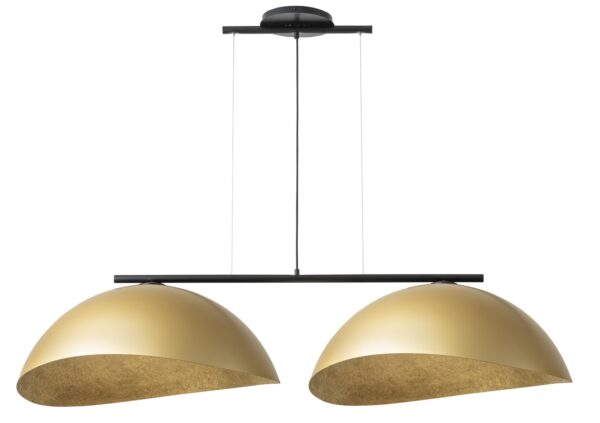 Lampa wisząca nowoczesna SOLAR 2 L czarny / klosz złoty, 2 × E27 – Sigma Lighting 40581