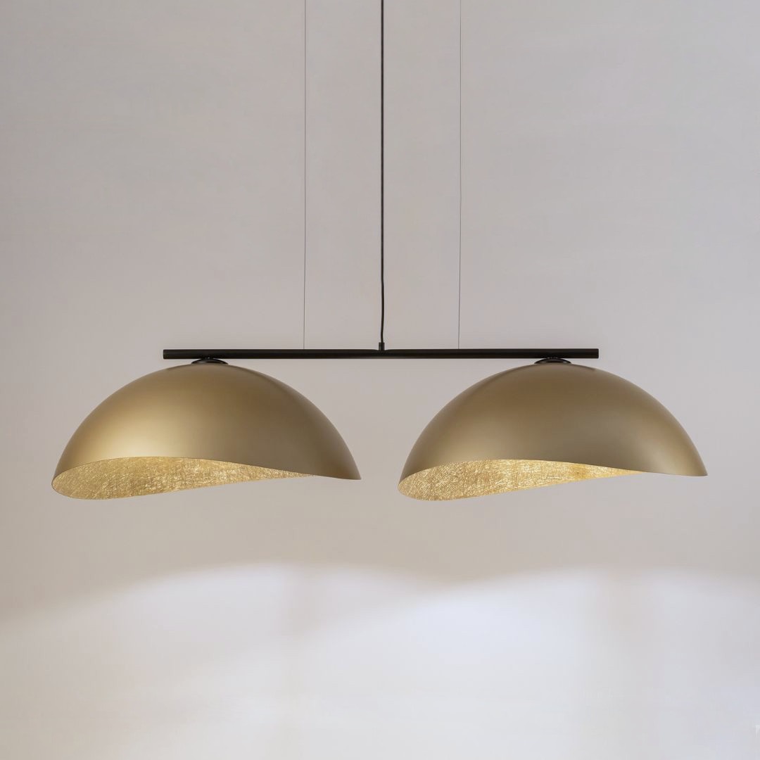 Lampa wisząca nowoczesna SOLAR 2 L czarny / klosz złoty, 2 × E27 – Sigma Lighting 40581 - obrazek 2