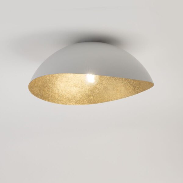 Plafon nowoczesny SOLARIS M biały/złoty, 1 × E27 – Sigma Lighting 40612