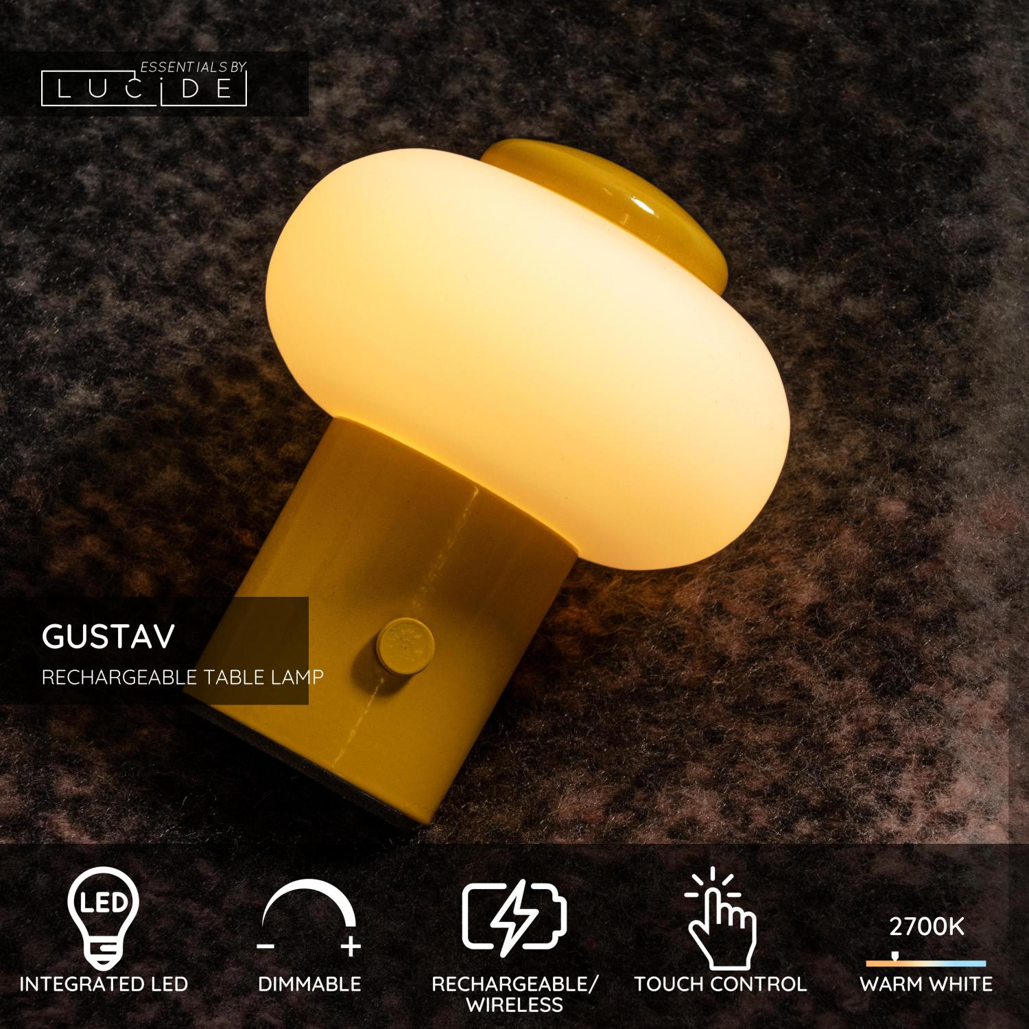 Lampa stołowa nowoczesna Lucide GUSTAV — żółta, LED 0.8 W, Ø 8 cm — 44520/01/34 - obrazek 3