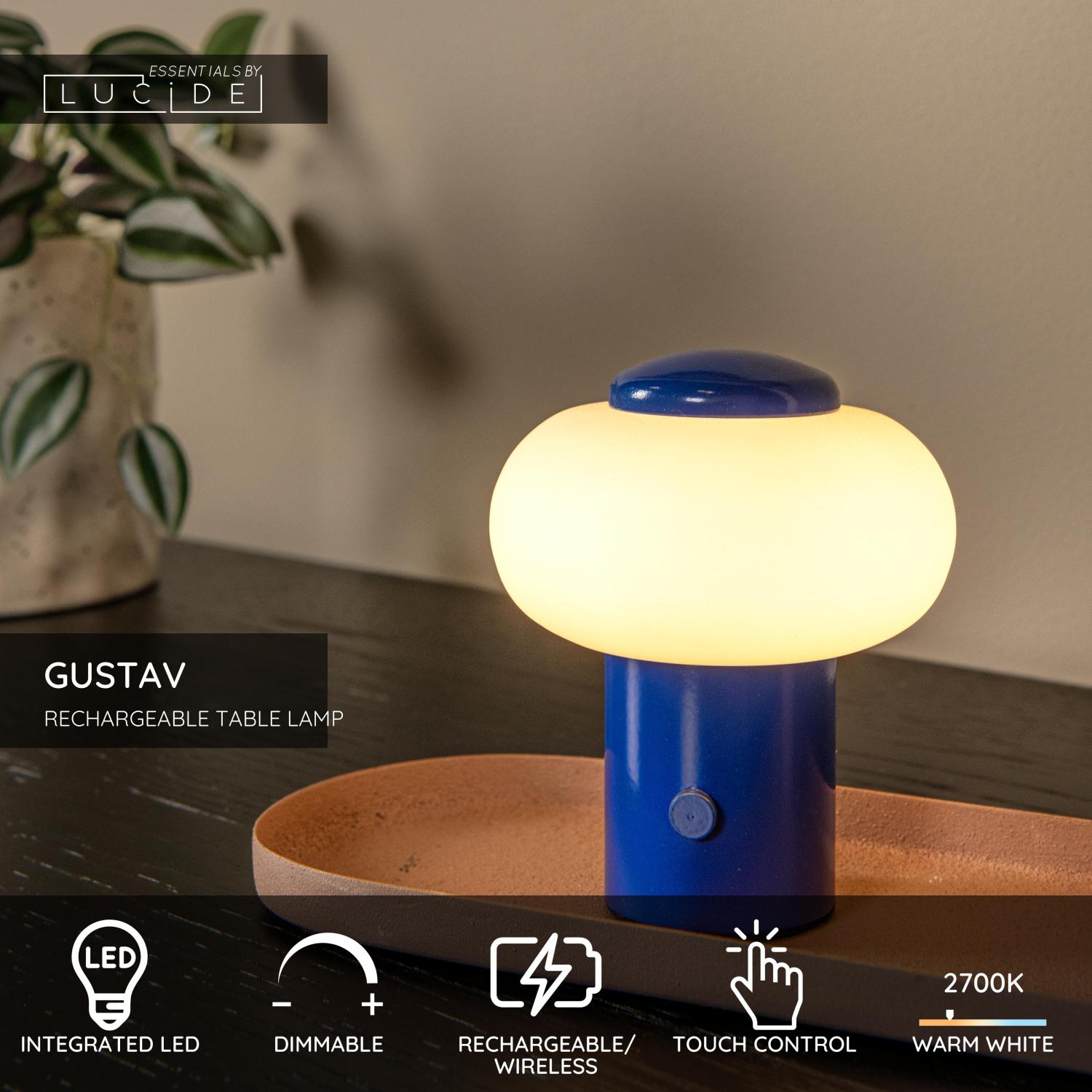 Lampa stołowa nowoczesna Lucide GUSTAV — niebieska, LED 0.8 W, Ø 8 cm — 44520/01/35 - obrazek 3