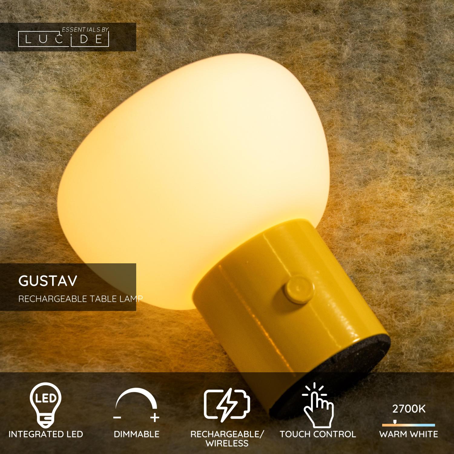 Lampa stołowa nowoczesna Lucide GUSTAV — żółta, LED 0.8 W, Ø 8 cm — 44521/01/34 - obrazek 3