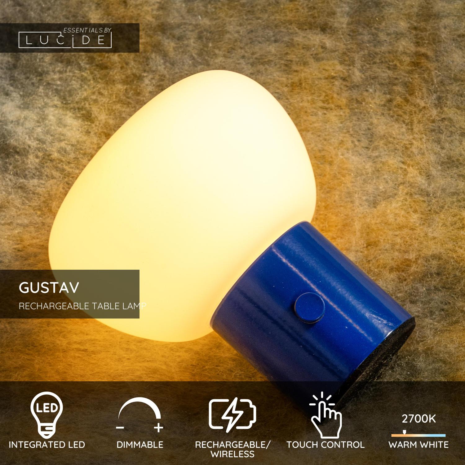 Lampa stołowa nowoczesna Lucide GUSTAV — niebieska, LED 0.8 W, Ø 8 cm — 44521/01/35 - obrazek 3
