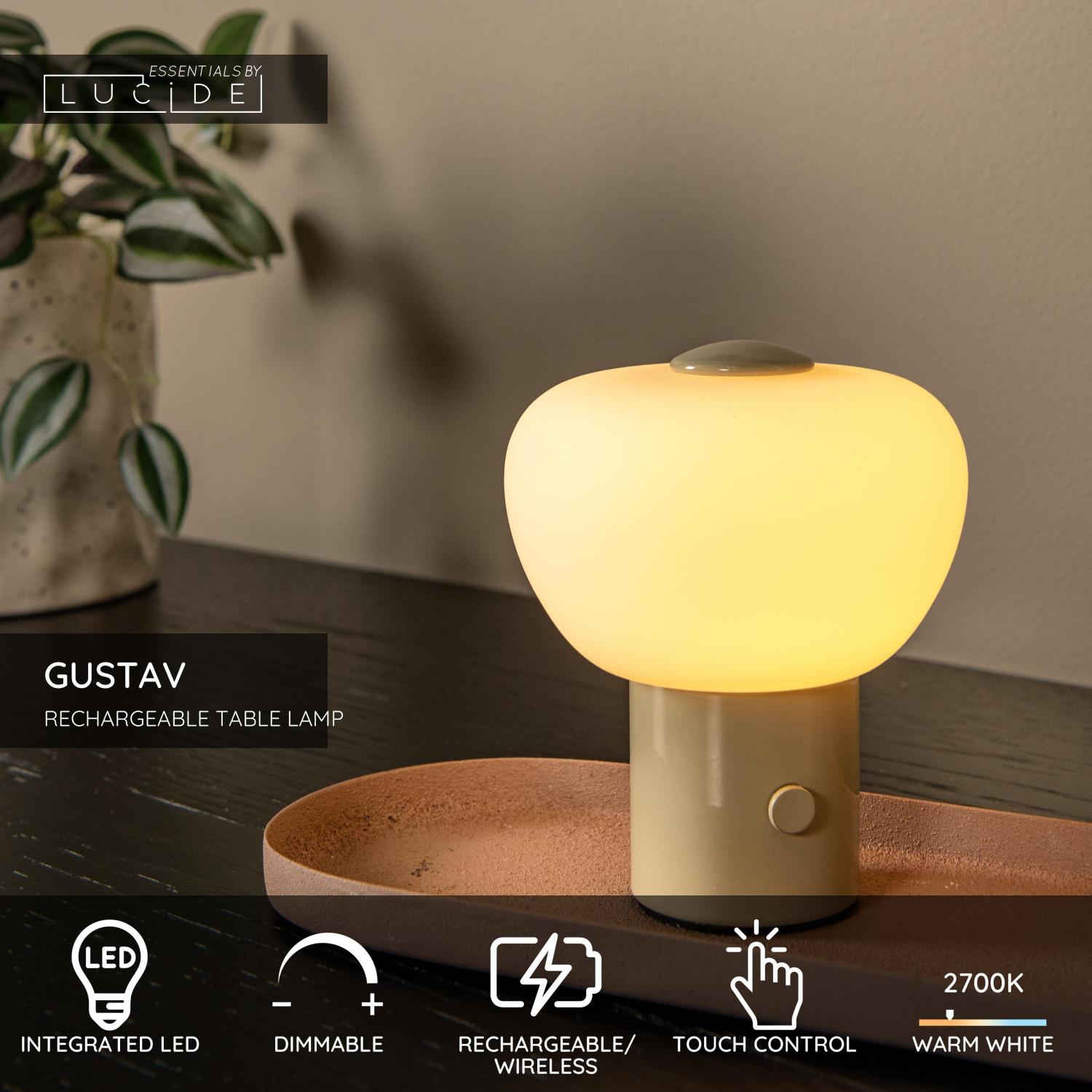 Lampa stołowa nowoczesna Lucide GUSTAV — kremowa, LED 0.8 W, Ø 8 cm — 44521/01/38 - obrazek 3