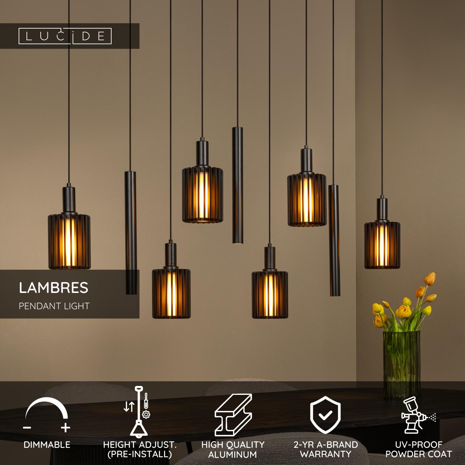 Lampa wisząca nowoczesna Lucide LAMBRES — czarna, E27 + GU10 — 45410/09/30 - obrazek 3