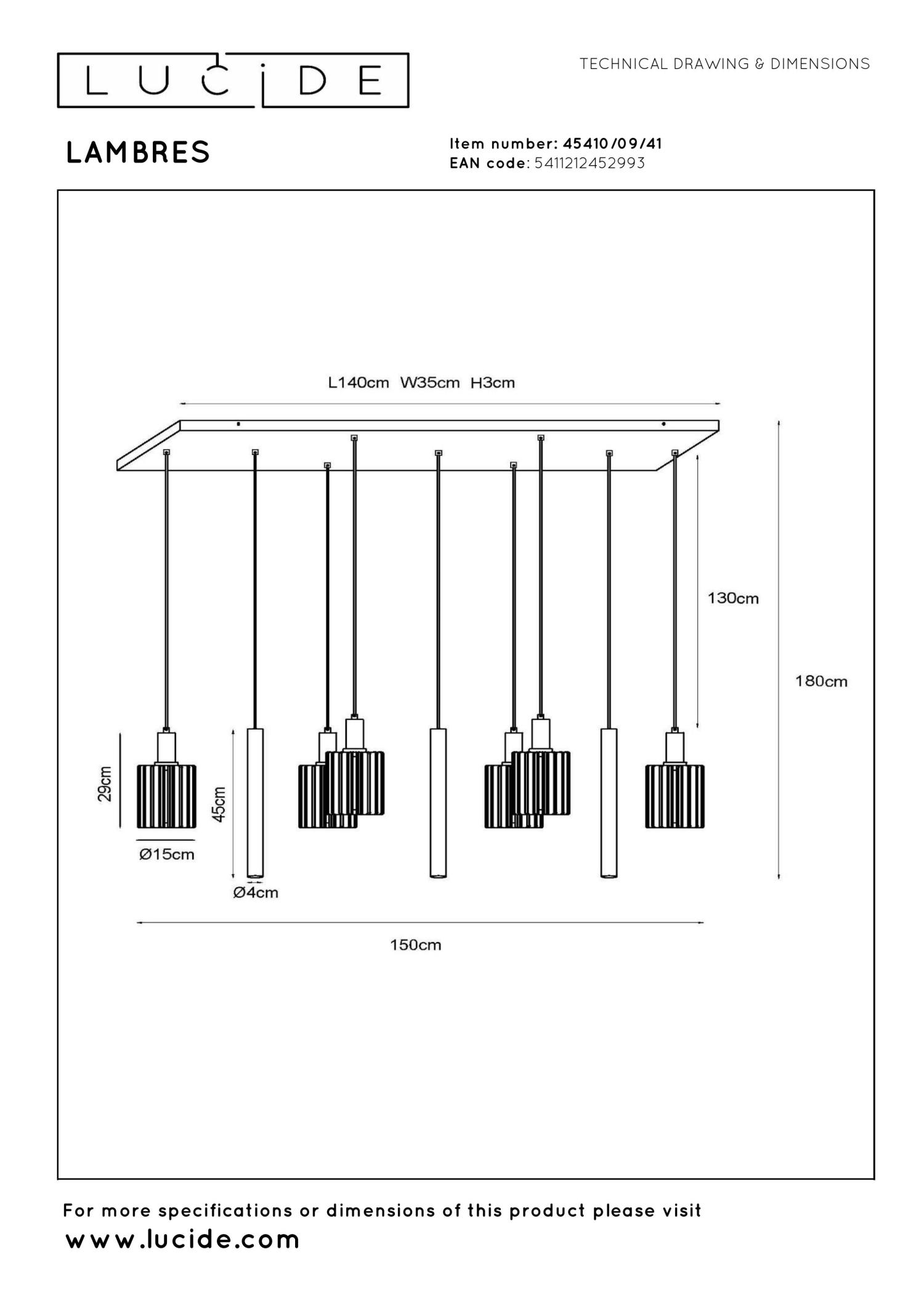 Lampa wisząca nowoczesna Lucide LAMBRES — beżowa, E27 + GU10 — 45410/09/41 - obrazek 8