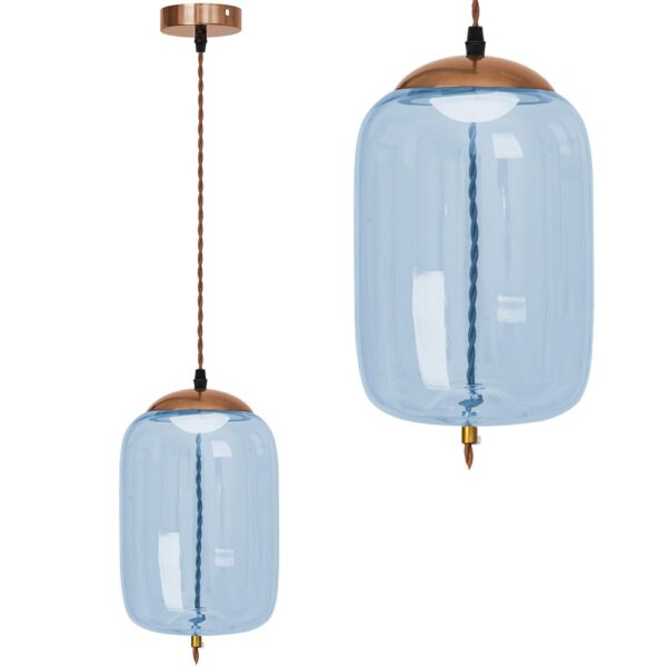 Lampa LED Sufitowa Wisząca Szklana APP443-CP Niebieska