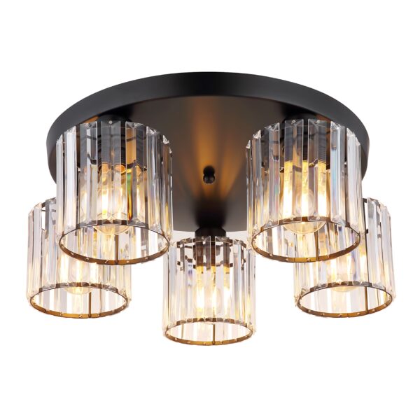 Lampa sufitowa kryształowa EBT023-5C CZARNA