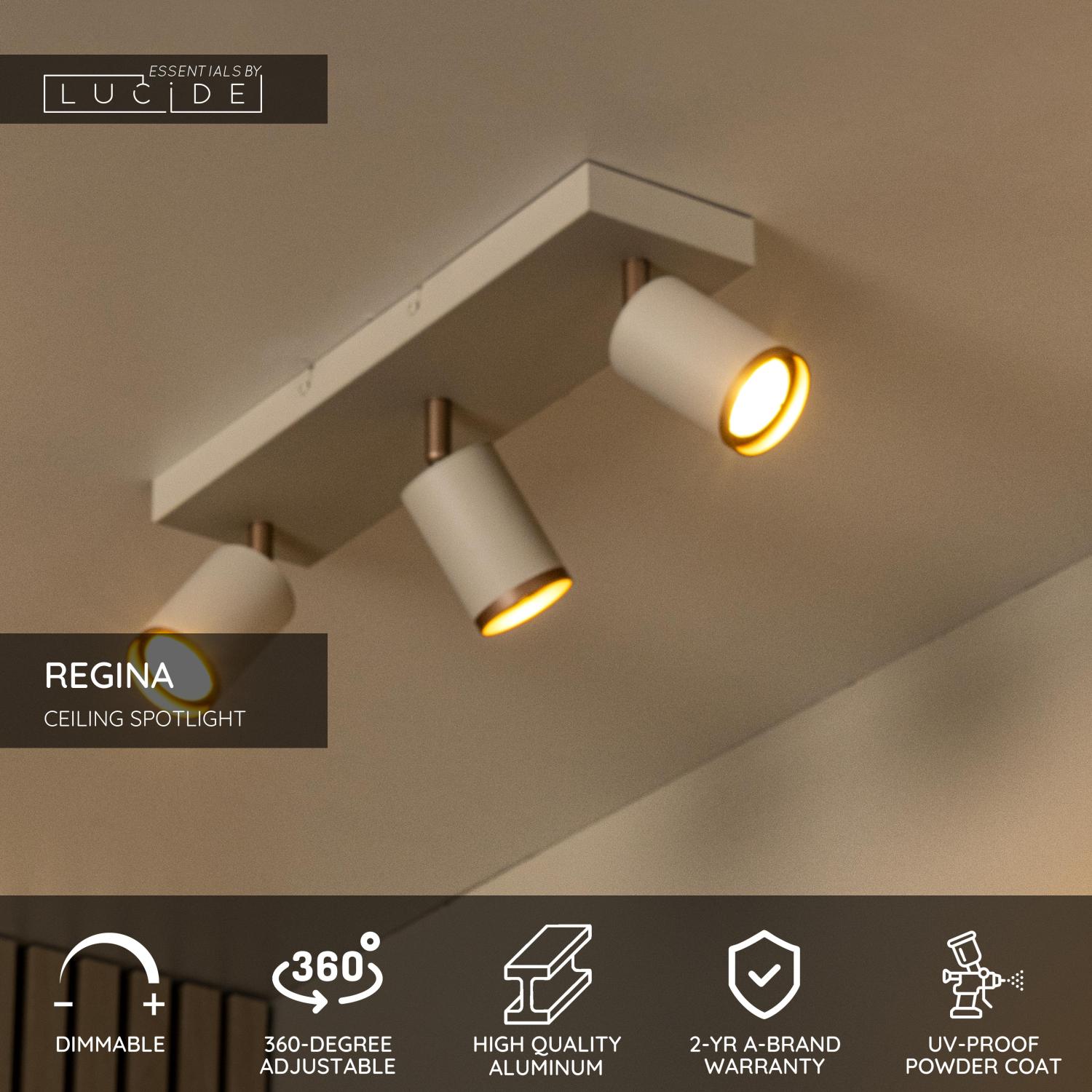 Spot sufitowy nowoczesny Lucide REGINA — taupe, 3×GU10 — 53914/03/41 - obrazek 3