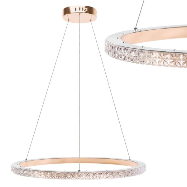 LAMPA WISZĄCA LED MS009-CP Jasne Różowe Złoto 59cm