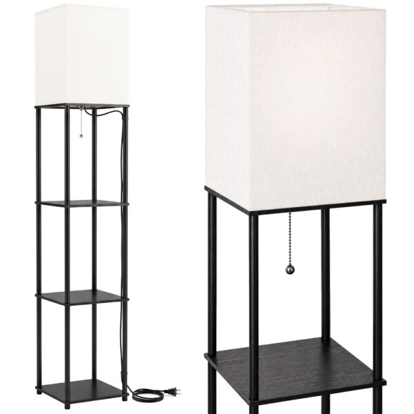Lampa Stojąca Podłogowa JNH050-1F White z półkami