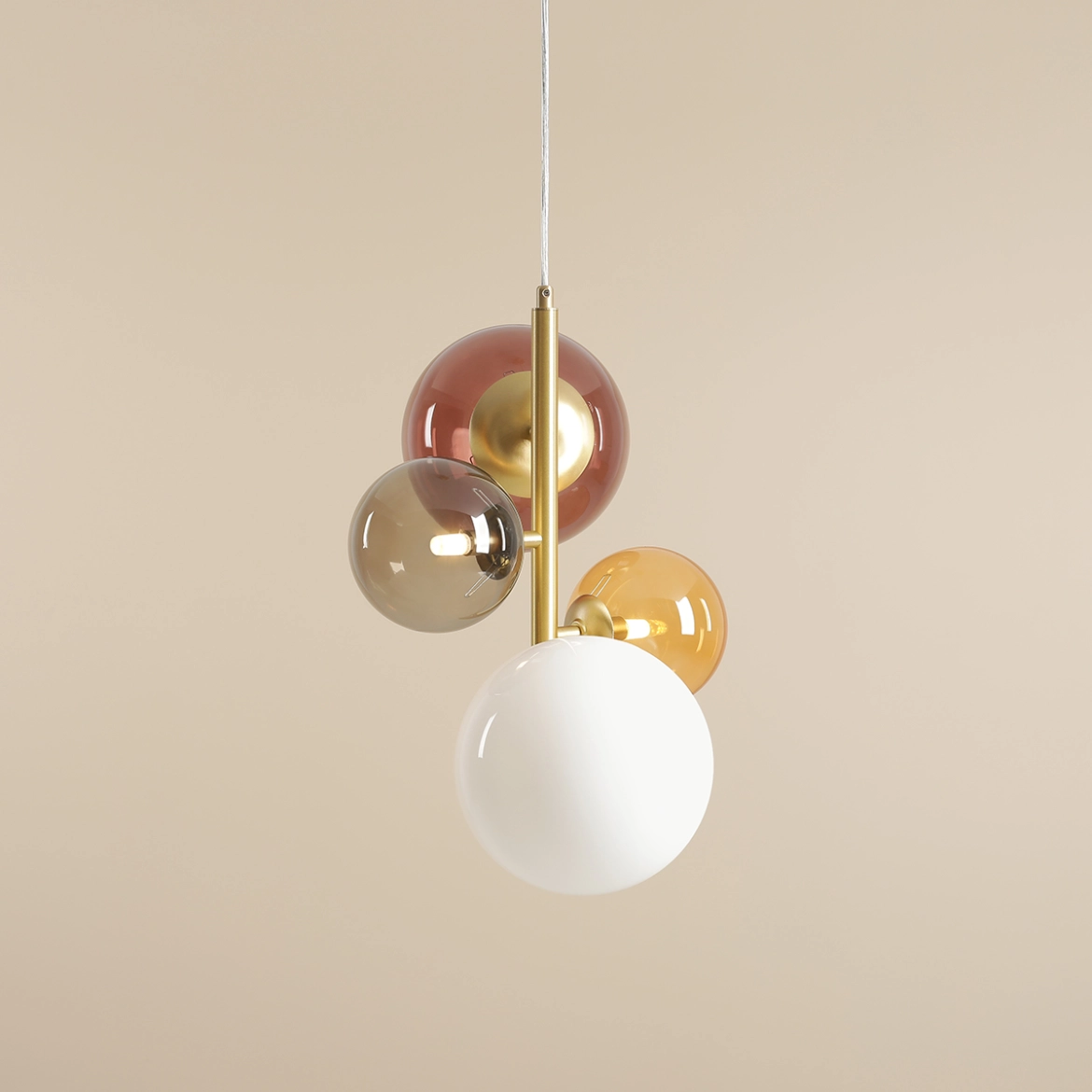 Lampa wisząca nowoczesna Aldex BLOOM 4 1111L40 mosiężna / wielokolorowa 4×G9 - obrazek 3