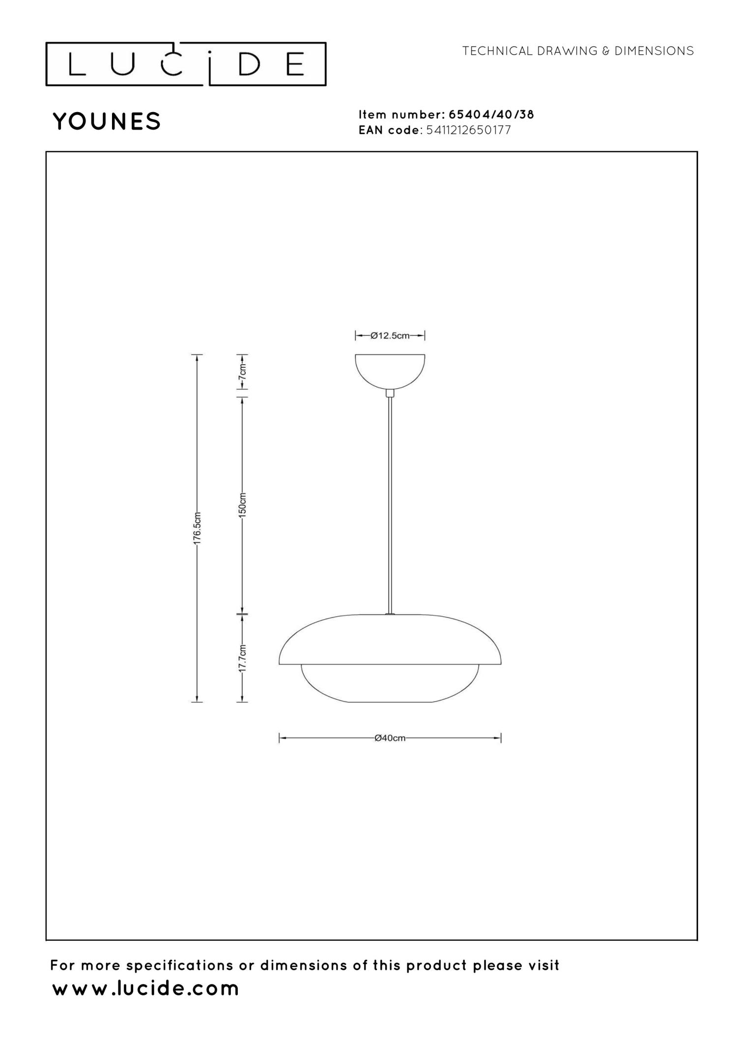 Lampa wisząca rustykalna Lucide YOUNES — kremowa, E27, Ø 40 cm — 65404/40/38 - obrazek 6