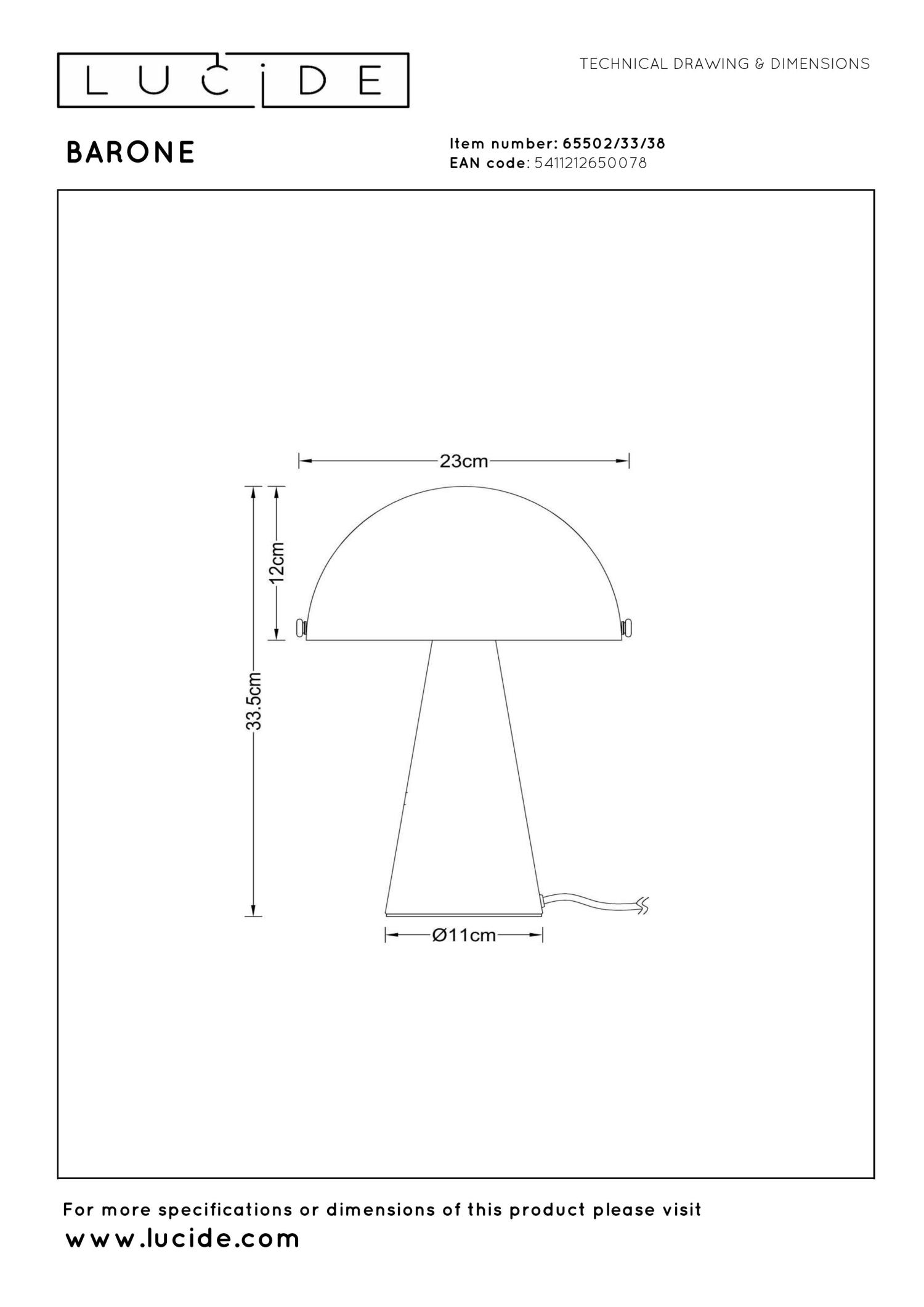 Lampa stołowa rustykalna Lucide BARONE — kremowa, E27, Ø 23 cm — 65502/33/38 - obrazek 5