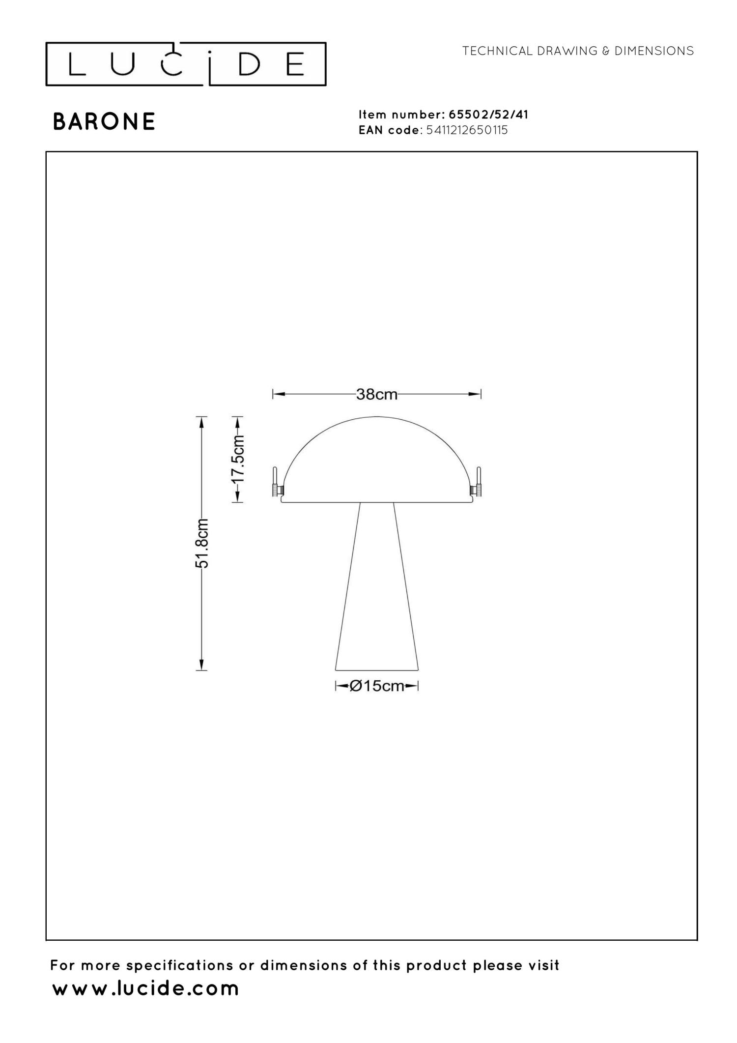 Lampa stołowa rustykalna Lucide BARONE — taupe, E27, Ø 38 cm — 65502/52/41 - obrazek 8