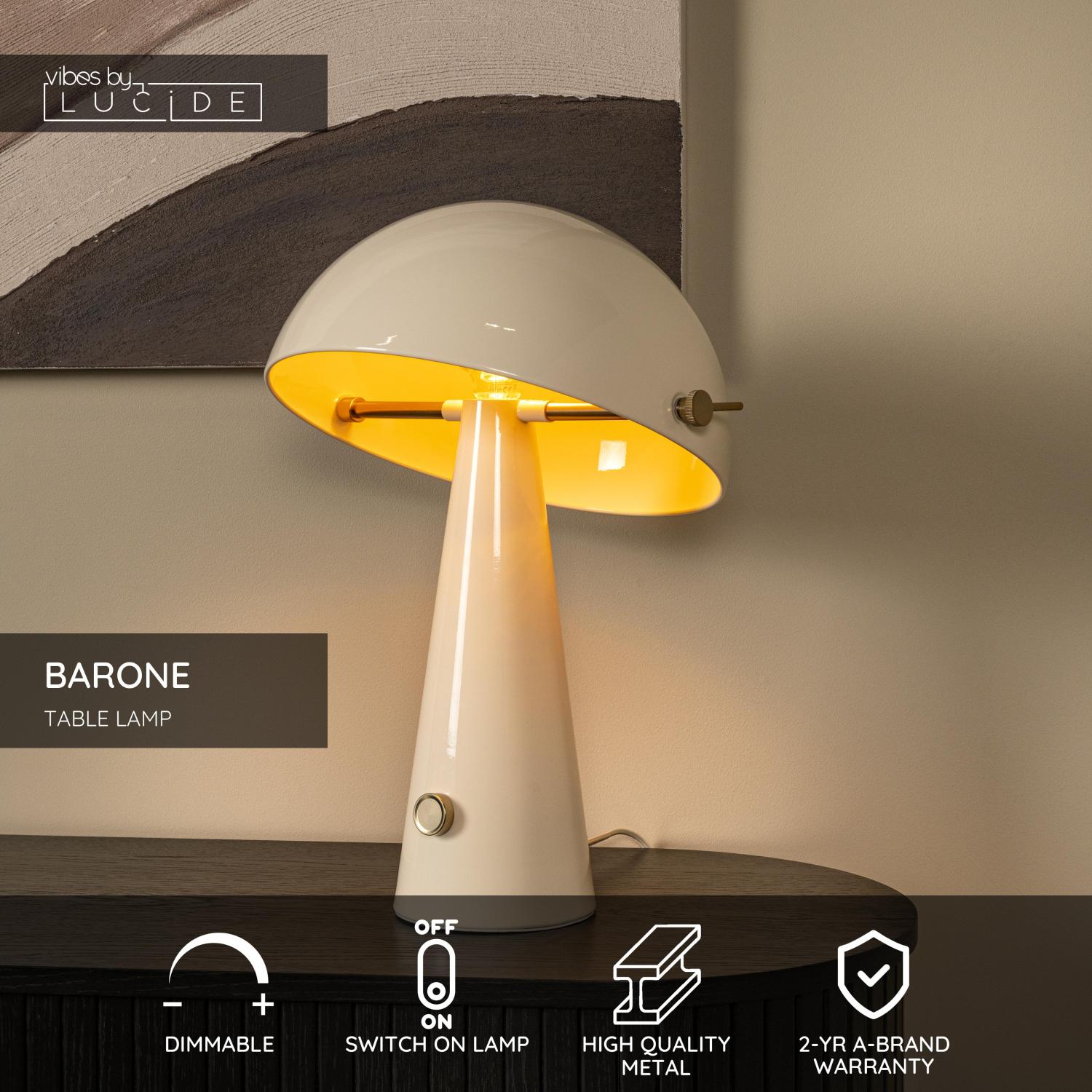 Lampa stołowa rustykalna Lucide BARONE — taupe, E27, Ø 38 cm — 65502/52/41 - obrazek 3