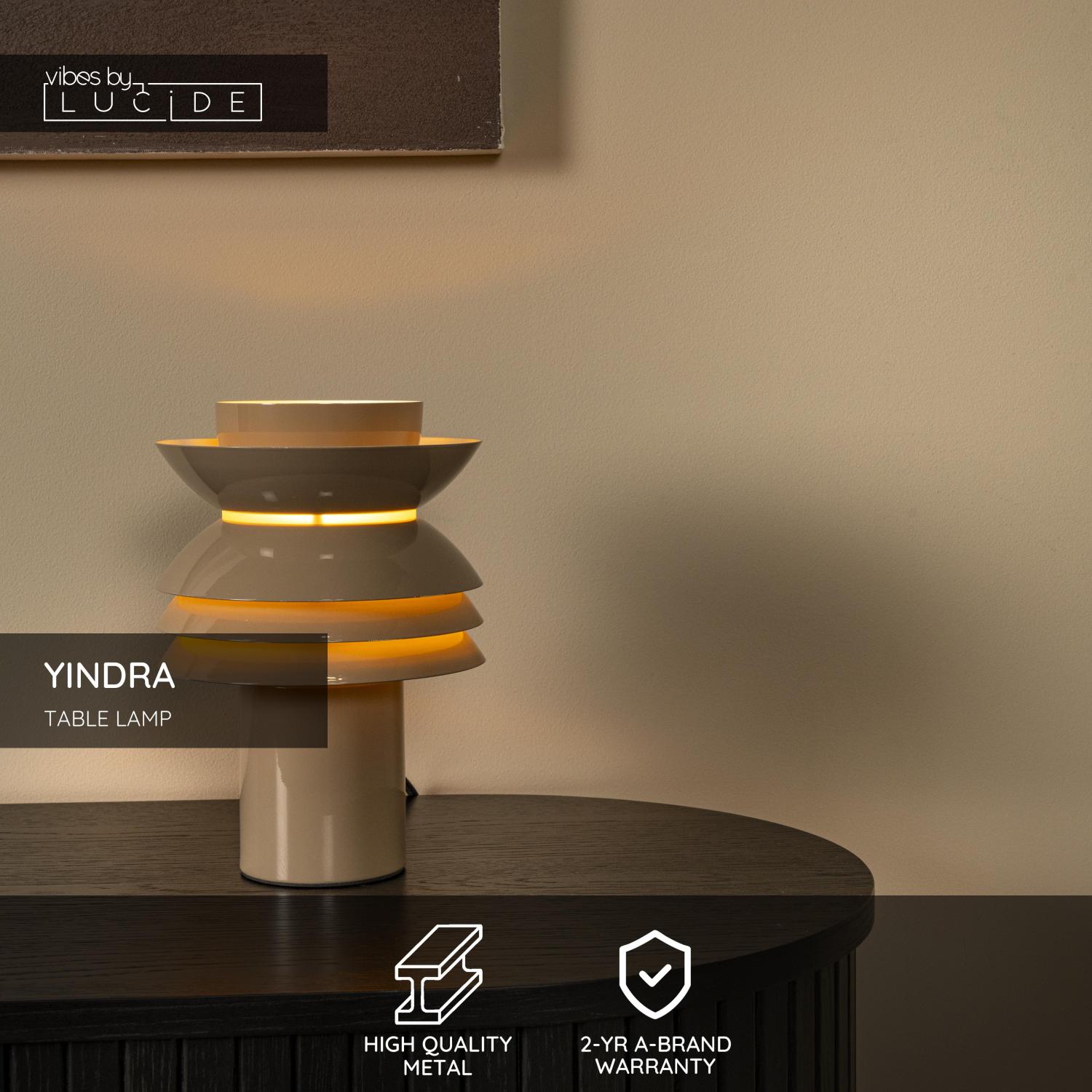 Lampa stołowa rustykalna Lucide YINDRA — taupe, E27, Ø 17.5 cm — 65503/01/41 - obrazek 3
