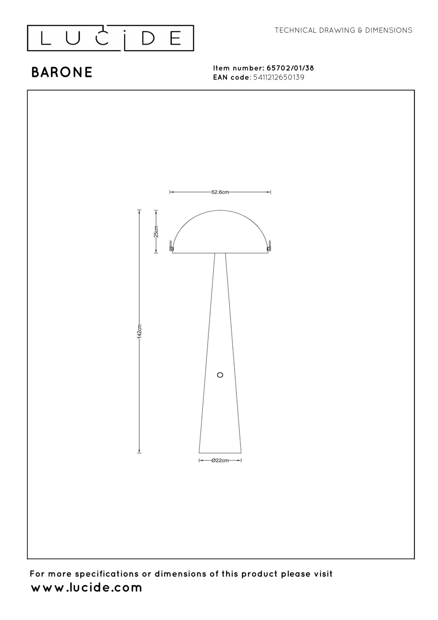 Lampa podłogowa rustykalna Lucide BARONE — kremowa, E27, Ø 52.6 cm — 65702/01/38 - obrazek 5