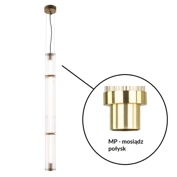 Lampa wisząca glamour Antigo MEREZI 2 – mosiądz, mosiądz połysk, LED 30 W, 3000 K – 5217- MP