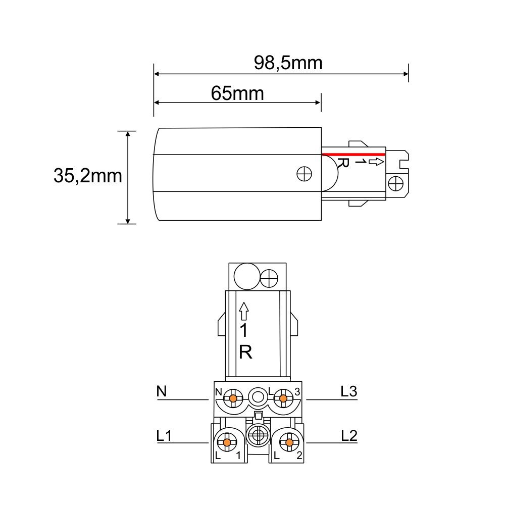 Zasilanie prawe Antigo 3F, czarne – 8107 - obrazek 2