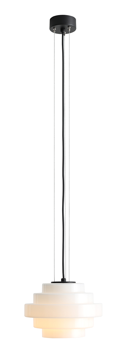 Lampa wisząca w stylu mid-century modern Aldex FILO 9001G1 czarna / mlecznobiała 1×E27