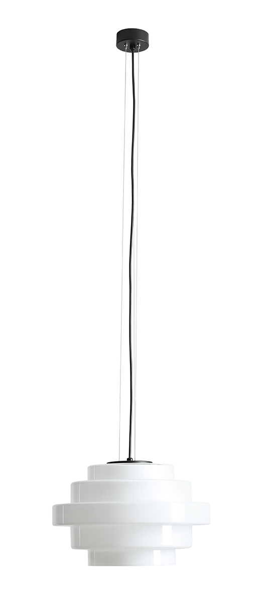Lampa wisząca w stylu mid-century modern Aldex FILO 9015G1 czarna / mlecznobiała 1×E27