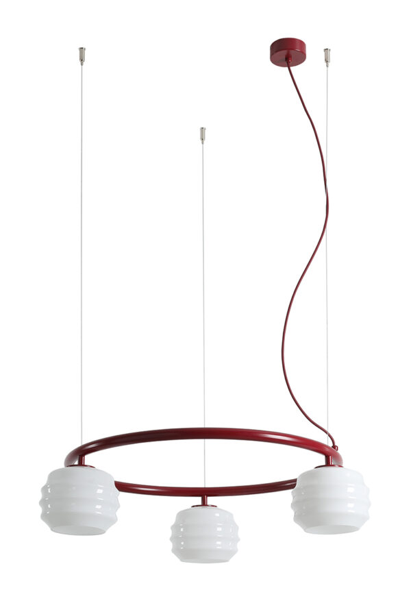 Lampa wisząca nowoczesna Aldex PUFF 3 RING 1159E15_R bordowa 3×E27