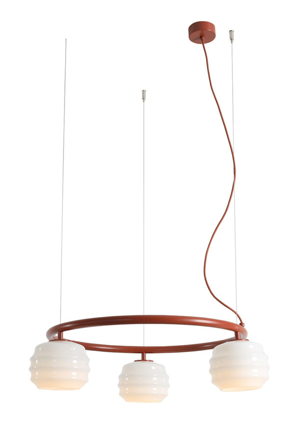 Lampa wisząca nowoczesna Aldex PUFF 3 RING 1159E24_R ceglana 3×E27