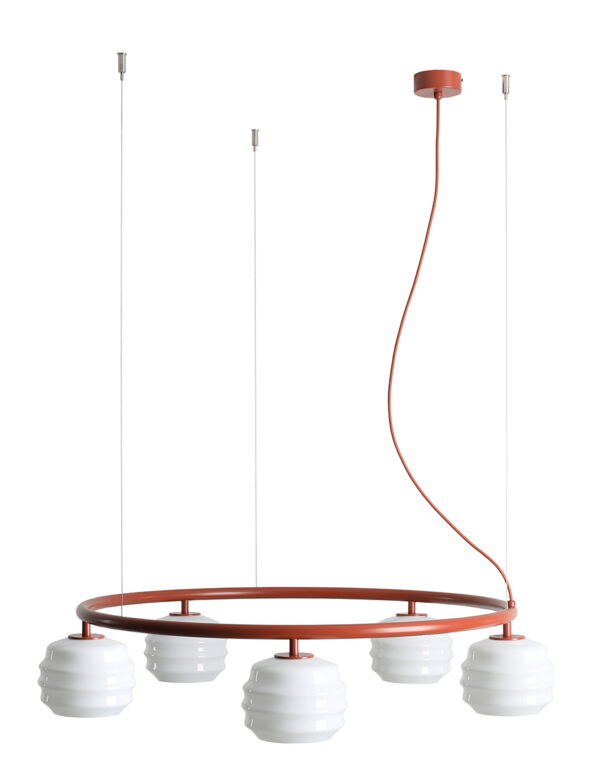 Lampa wisząca nowoczesna Aldex PUFF 5 RING 1159F24_R ceglana 5×E27